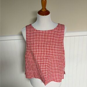 Button Back Red Checkered Tank Top
